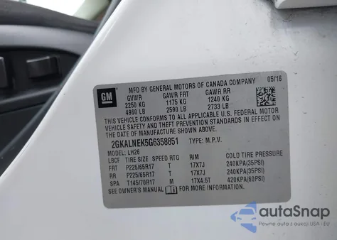 2016 GMC Terrain Sle-2 из США, поврежденный, VIN 2GKALNEK5G6358851